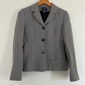 Ann Taylor Petites Black White Tweed Blazer Jacket Formal Office Business 2P